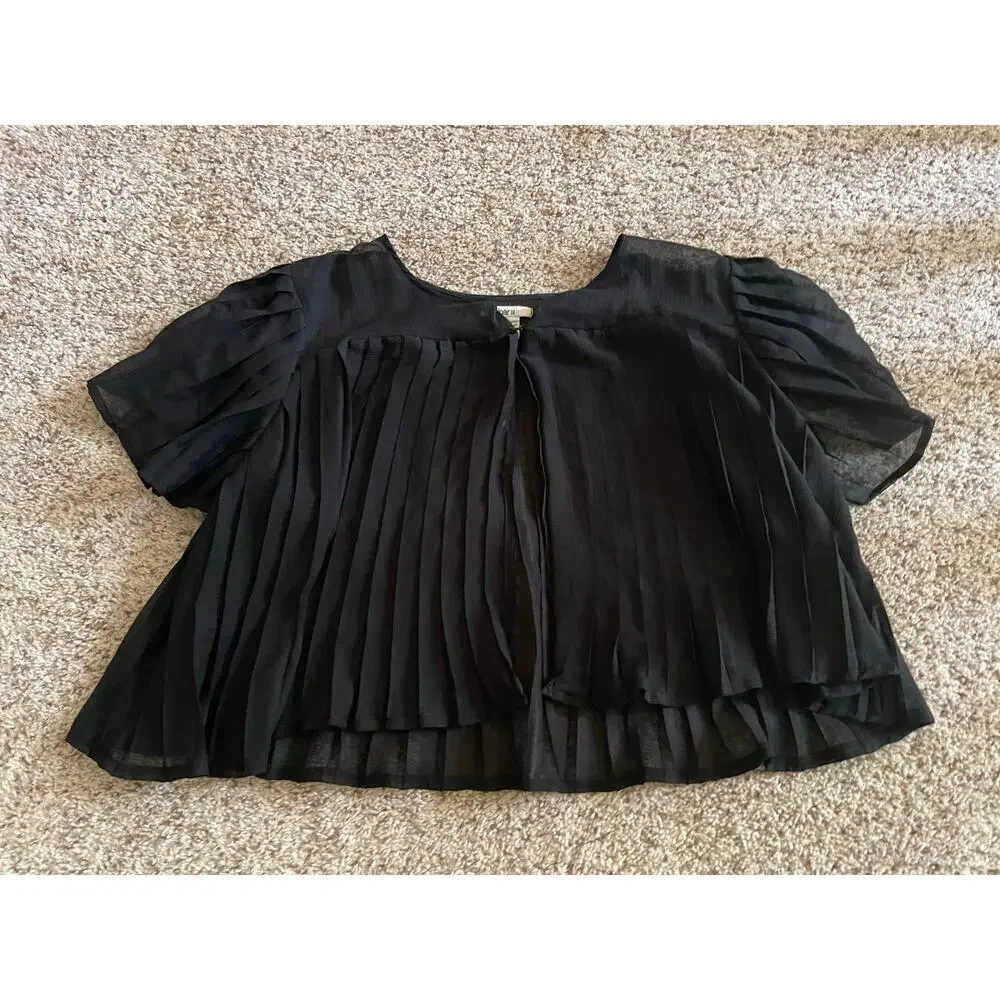 Bar III womens large sheer pleated cardigan sweater